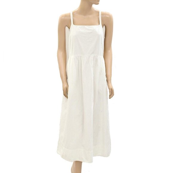Posse Solid Slip Midi Dress Racerback Ivory Cotton Sleeveless Resort S